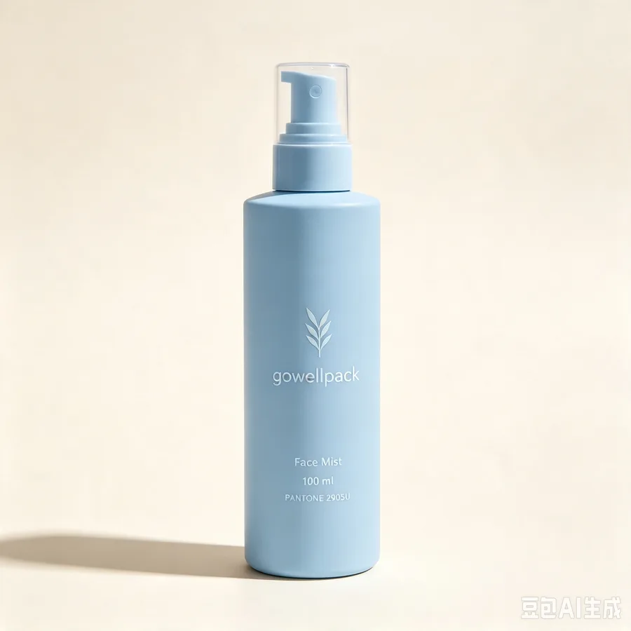 Matte light blue plastic pump spray bottle