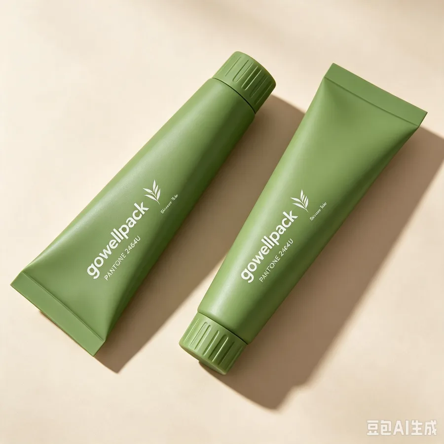 Olive Green Cosmetic Tube with Ribbed Screw Cap