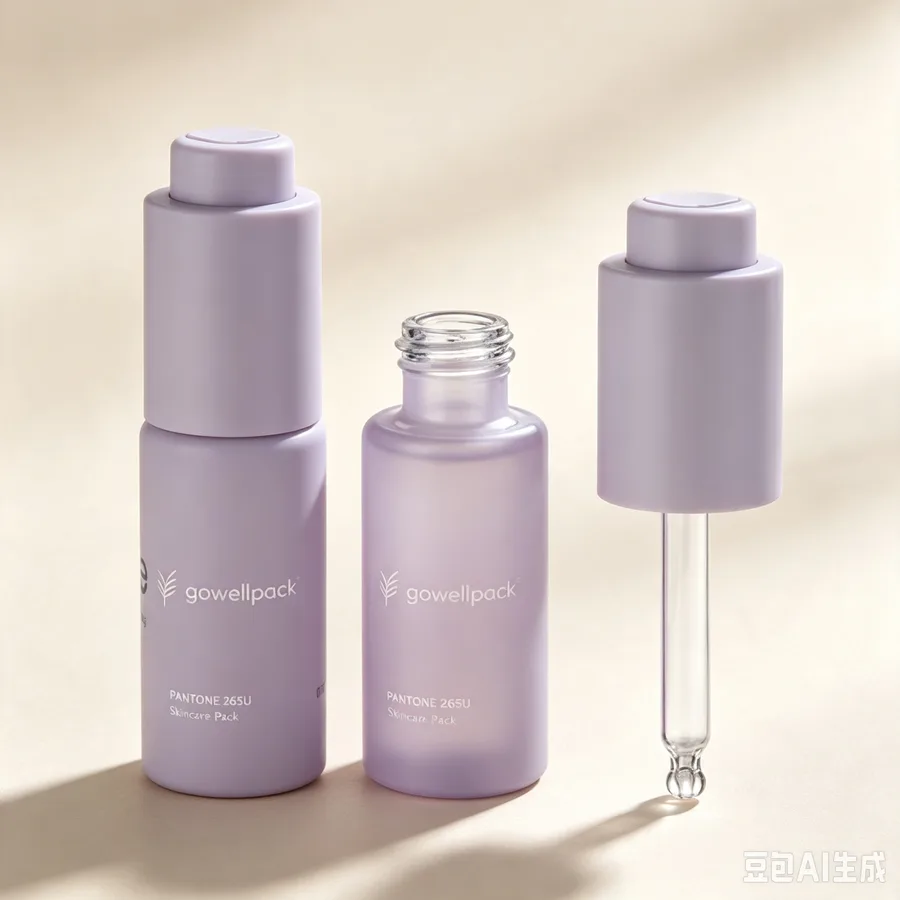 Frosted Purple Glass Bottle with Push Button Dropper