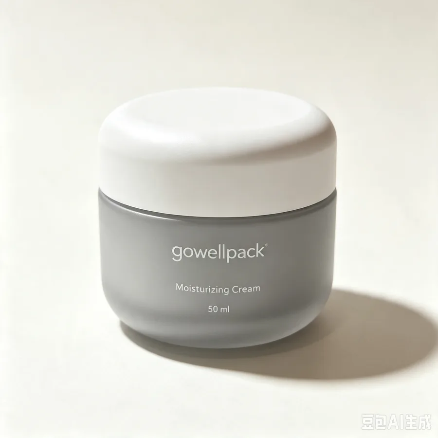 Frosted Grey Cosmetic Cream Jar with White Cap