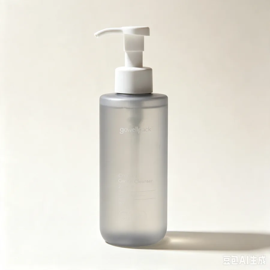 Matte Gray Plastic Cleanser Bottle with White Pump